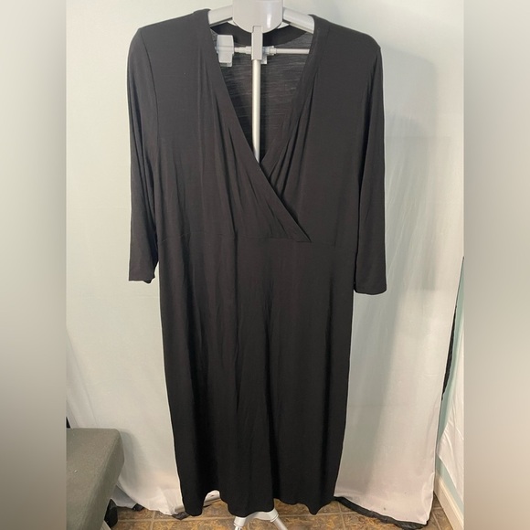 J. JILL TALL Jersey V-Neck 3/4 Sleeve Dress Black Size XL TALL Rayon Blend - Picture 1 of 7